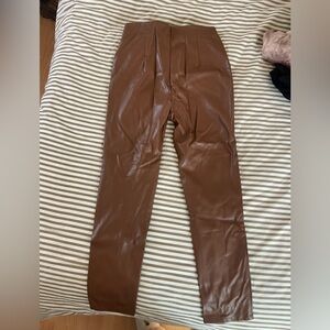 Brown vegan leather pants